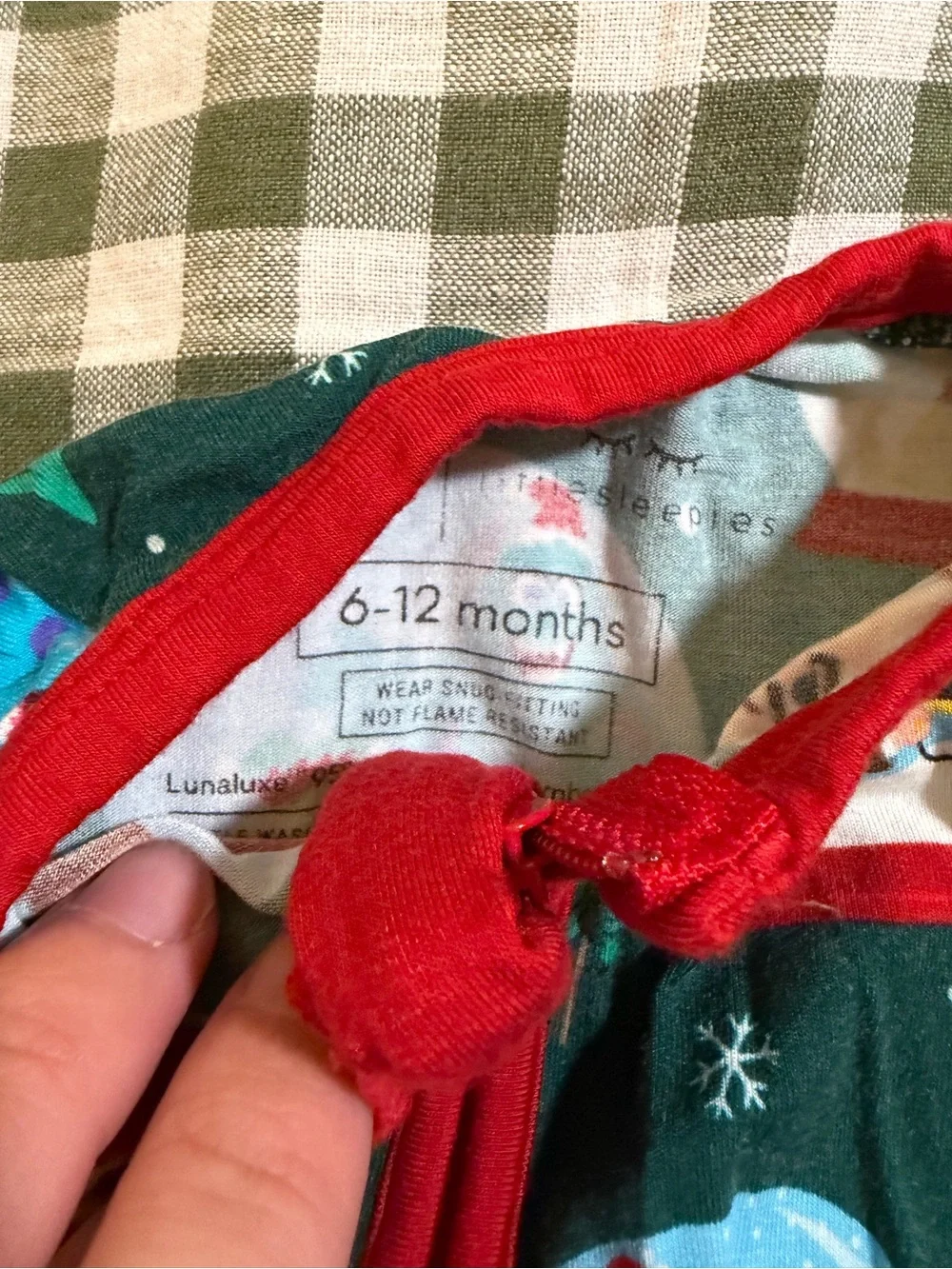 Little Sleepies Holiday Snow Globe One-Piece Pajamas in Green and Red